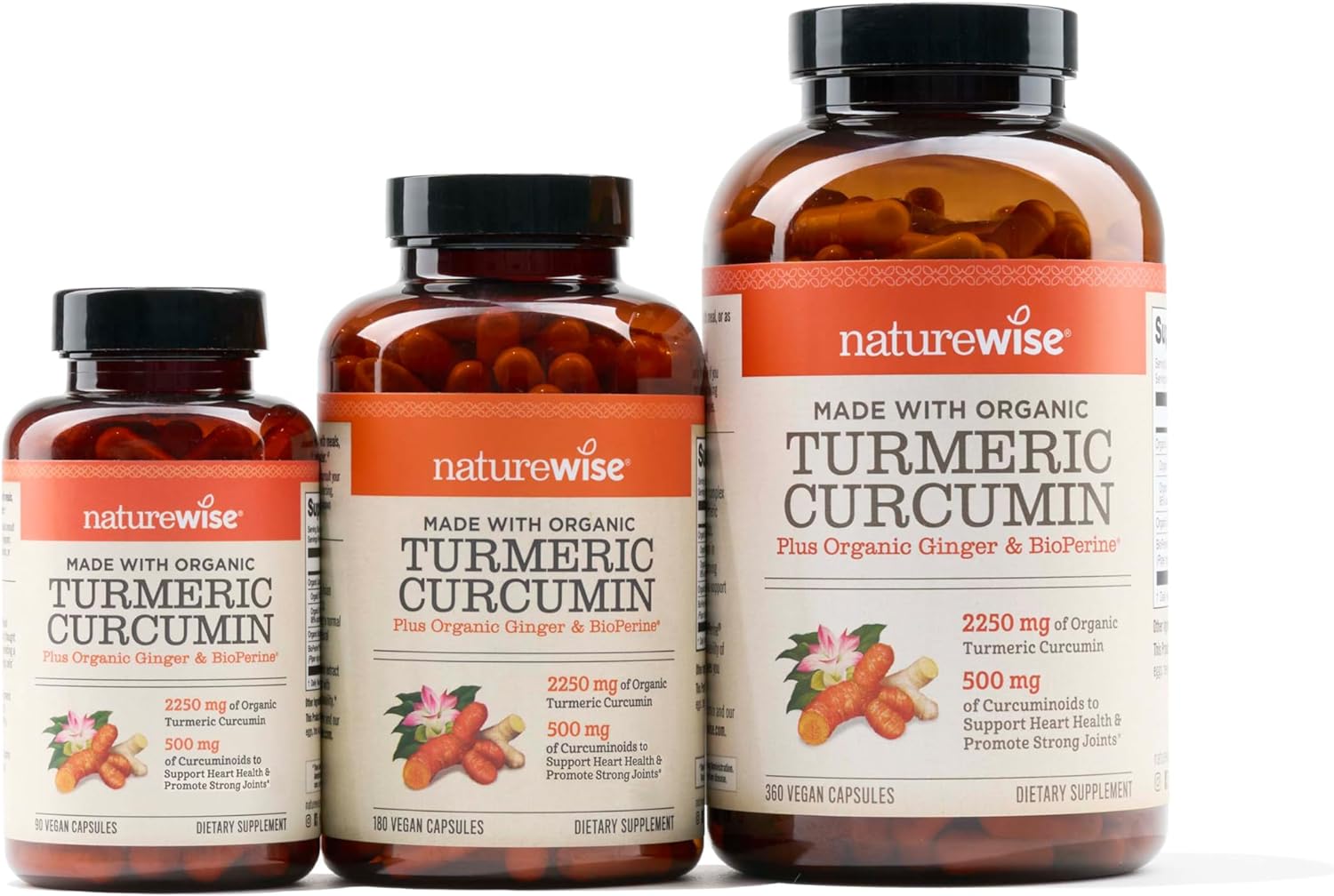 NatureWise Curcumin Herbal Supplement - 500mg Curcuminoids, Enhanced Absorption - 180 Count