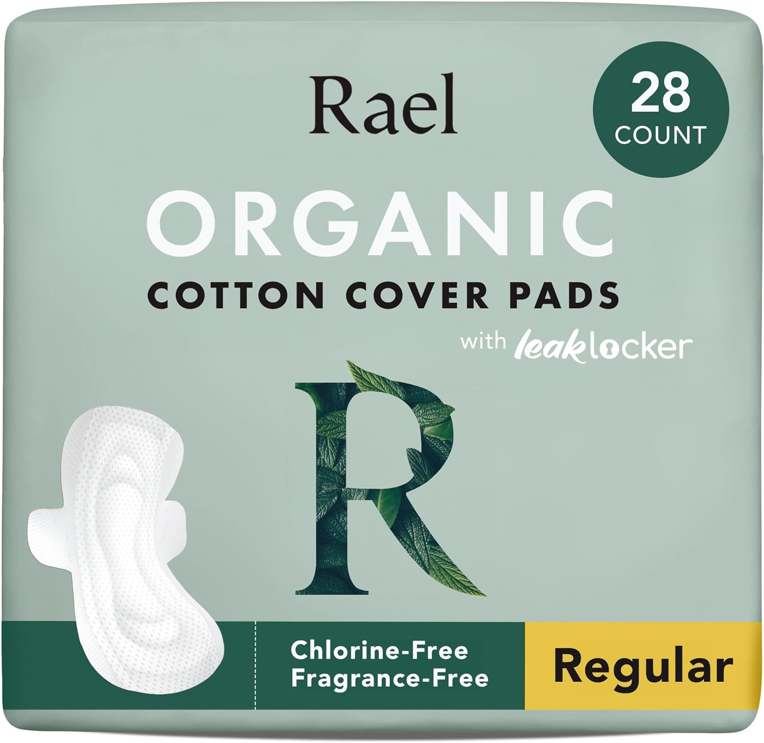 Rael Organic Cotton Menstrual Pads - Ultra Thin, Super Absorbent, Unscented - 28 Count
