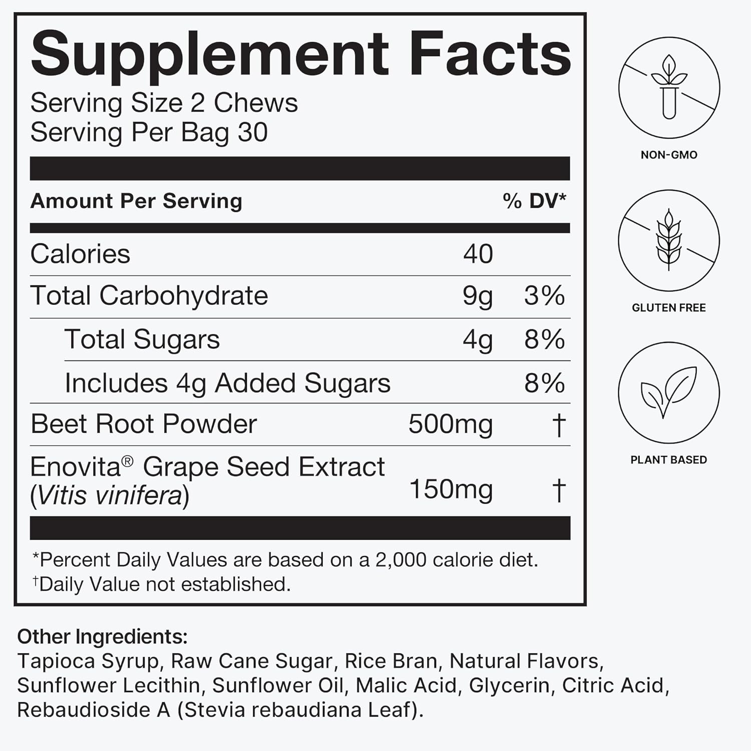 humanN SuperBeets Heart Chews - Blood Pressure & Energy Support, Grape Seed Extract - 60 Count