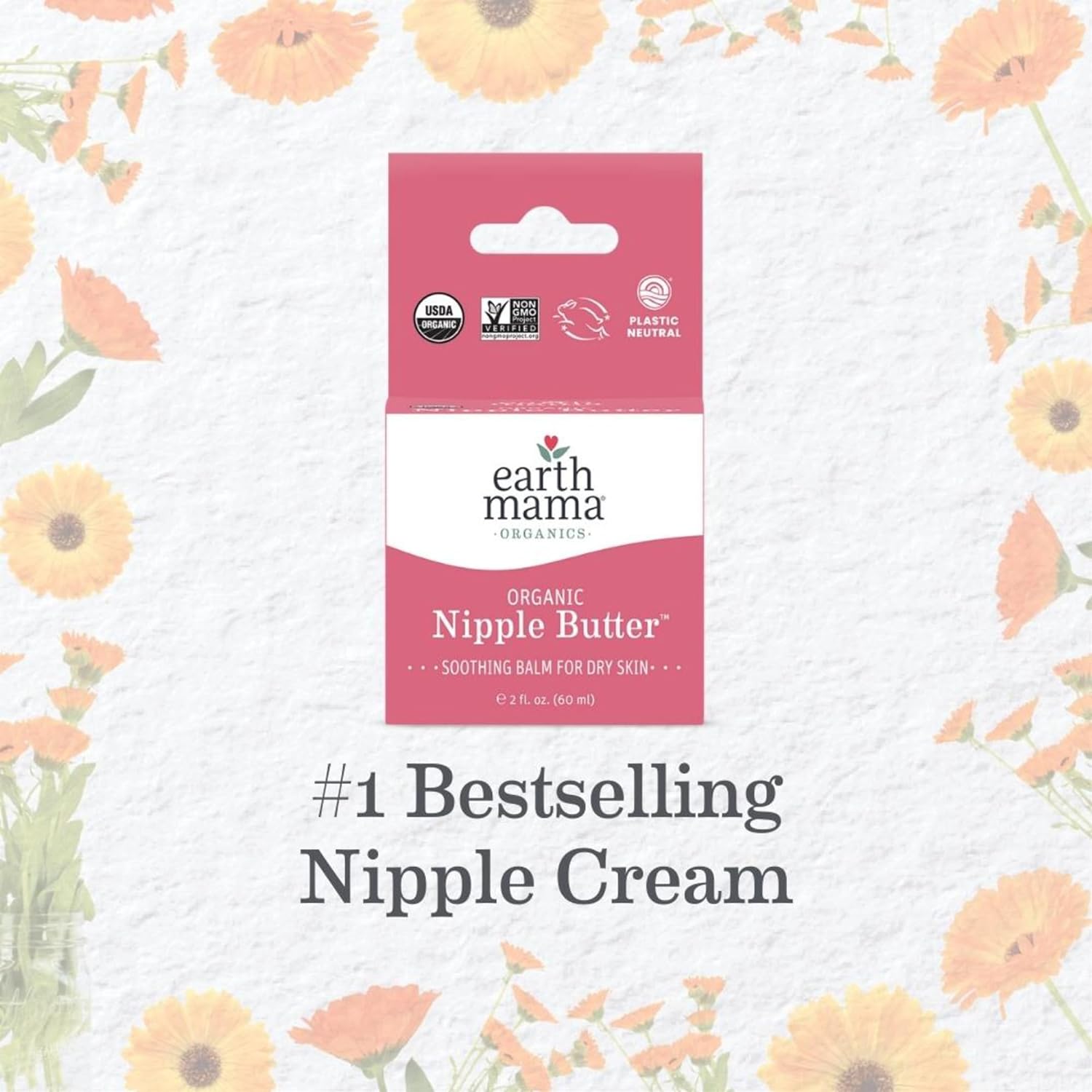 Earth Mama Organic Nipple Butter - Soothes Sore Nipples, Non-GMO, Lanolin-Free - 2oz