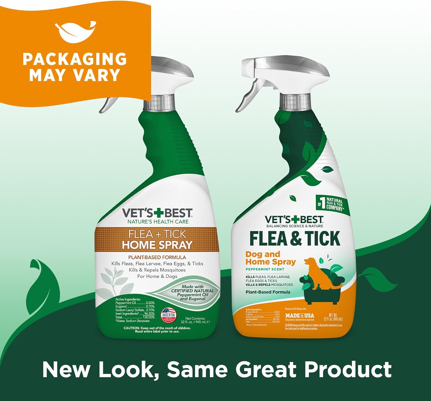 Vet's Best Dog Flea & Tick Spray - Natural Plant-Based Protection, Safe for Home & Pets - 32oz