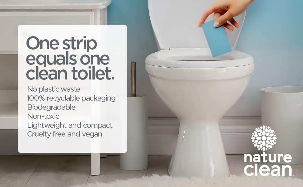 Nature Clean Toilet Bowl Cleaner Strips - Non-Toxic, Biodegradable, Fresh Lemon Scent - 36 Count