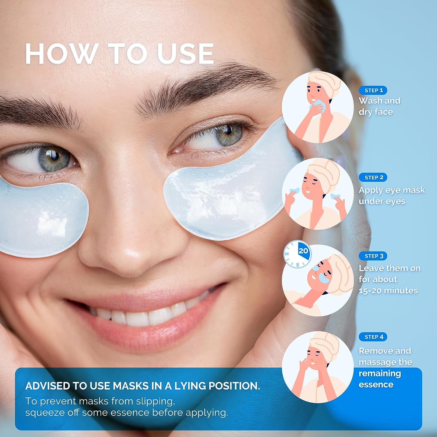 under Eye Patches for Dark Circles: 30 Pairs Retinol Collagen Eye Gels Mask - Reduce Wrinkles Puffy & Bags - Skin Treatment Pads - anti Aging Moisturizer for Women (Blue)