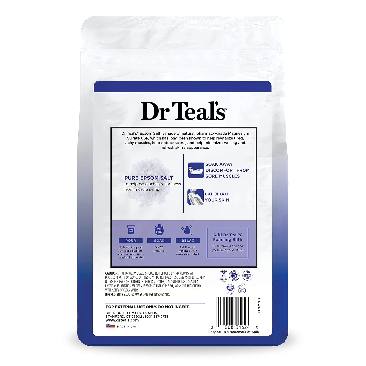 Dr Teal's Bath Soak - Eases Muscle Pain, Fragrance-Free, Paraben-Free - 4 lbs