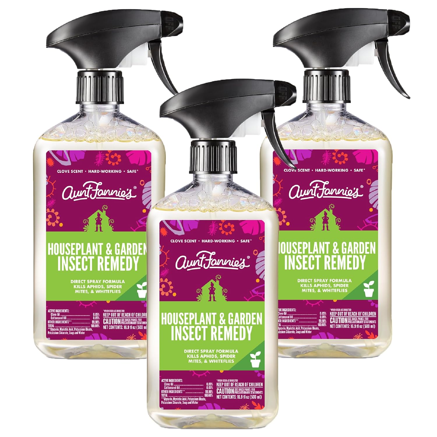 Aunt Fannie’s Insect Spray - Protects Indoor & Outdoor Plants, Powered by Essential Oils - 16.9oz
