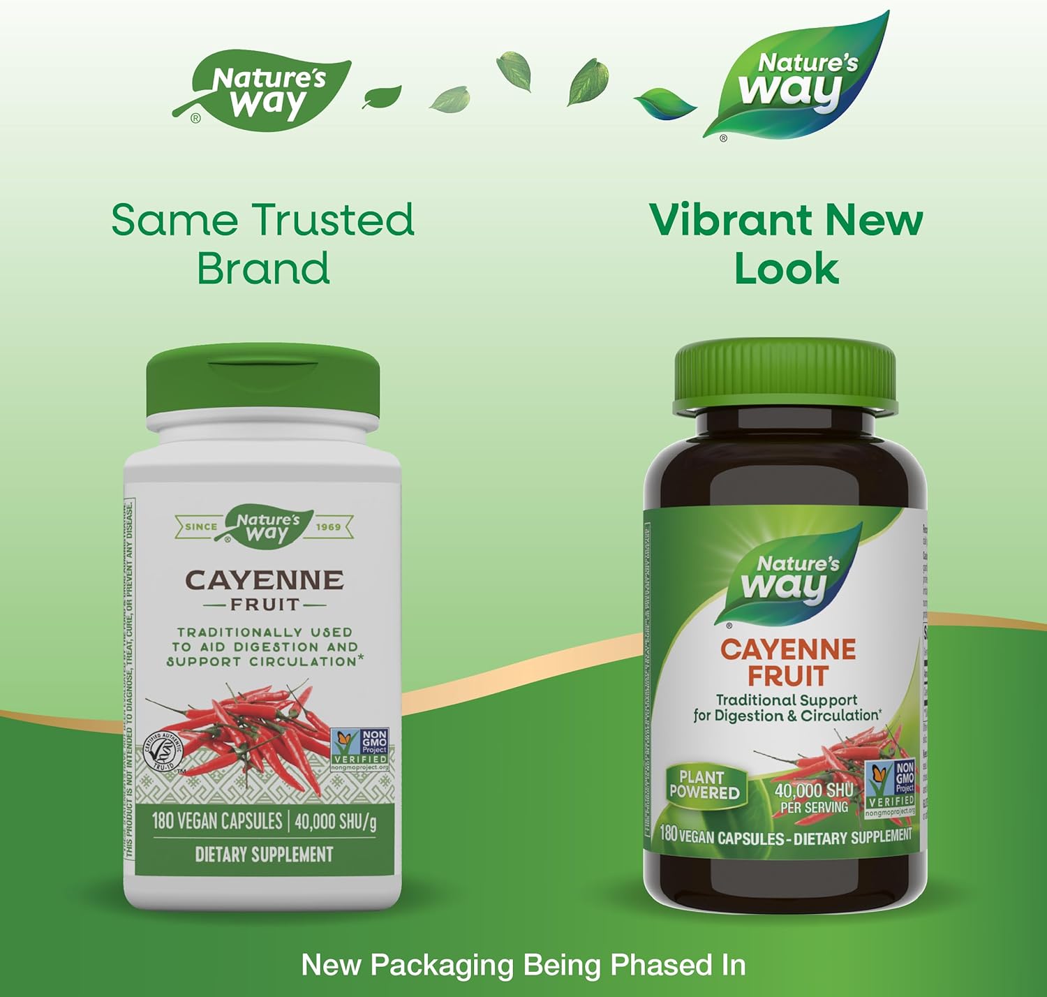 Nature's Way Cayenne Pepper - Digestive & Circulation Support, Non-GMO Verified - 180 Veg Capsules