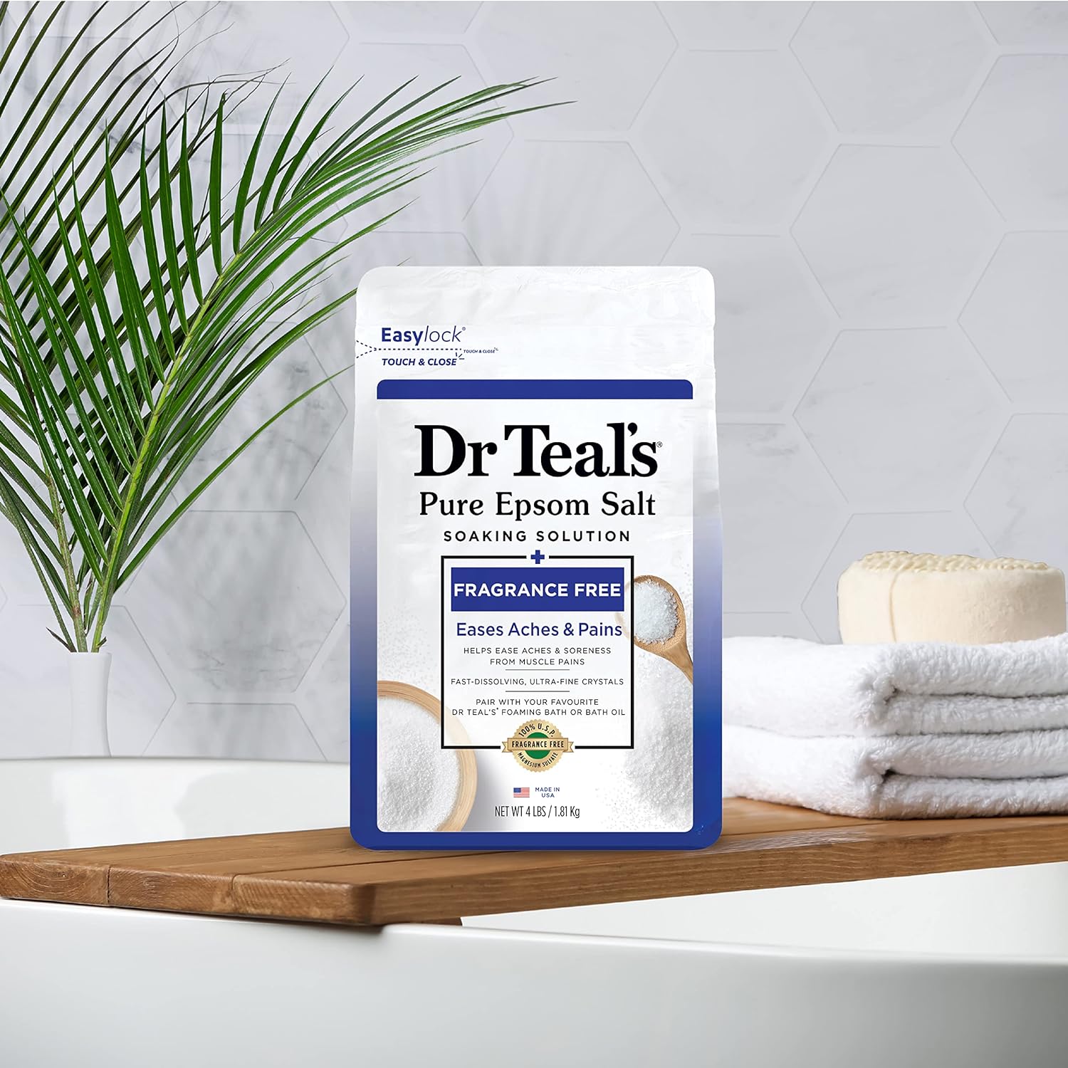 Dr Teal's Bath Soak - Eases Muscle Pain, Fragrance-Free, Paraben-Free - 4 lbs