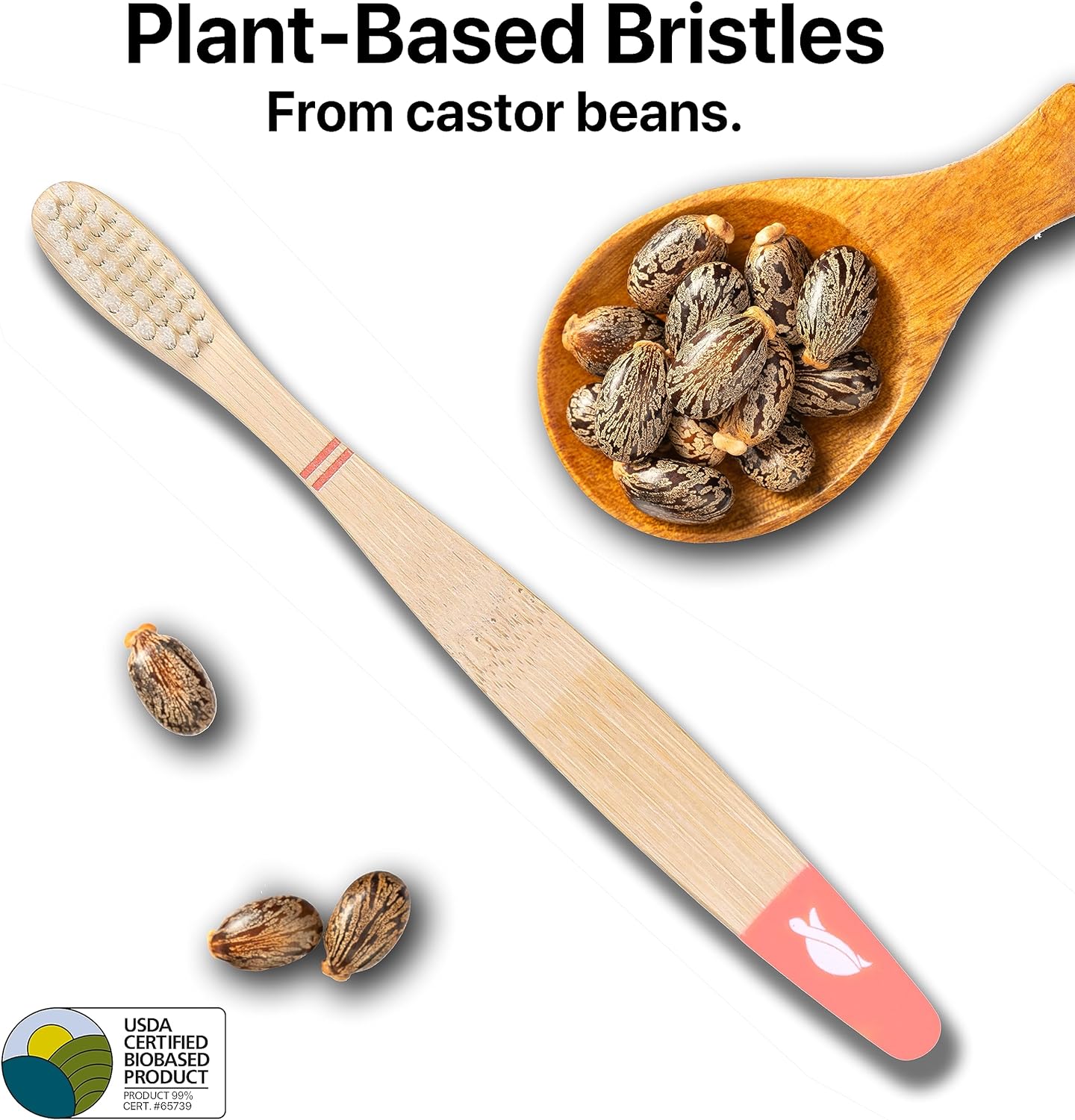 Sea Turtle Kids Toothbrush - Plant-Based Bristles, Bamboo, Safe Food-Grade Ink - 4 Pack