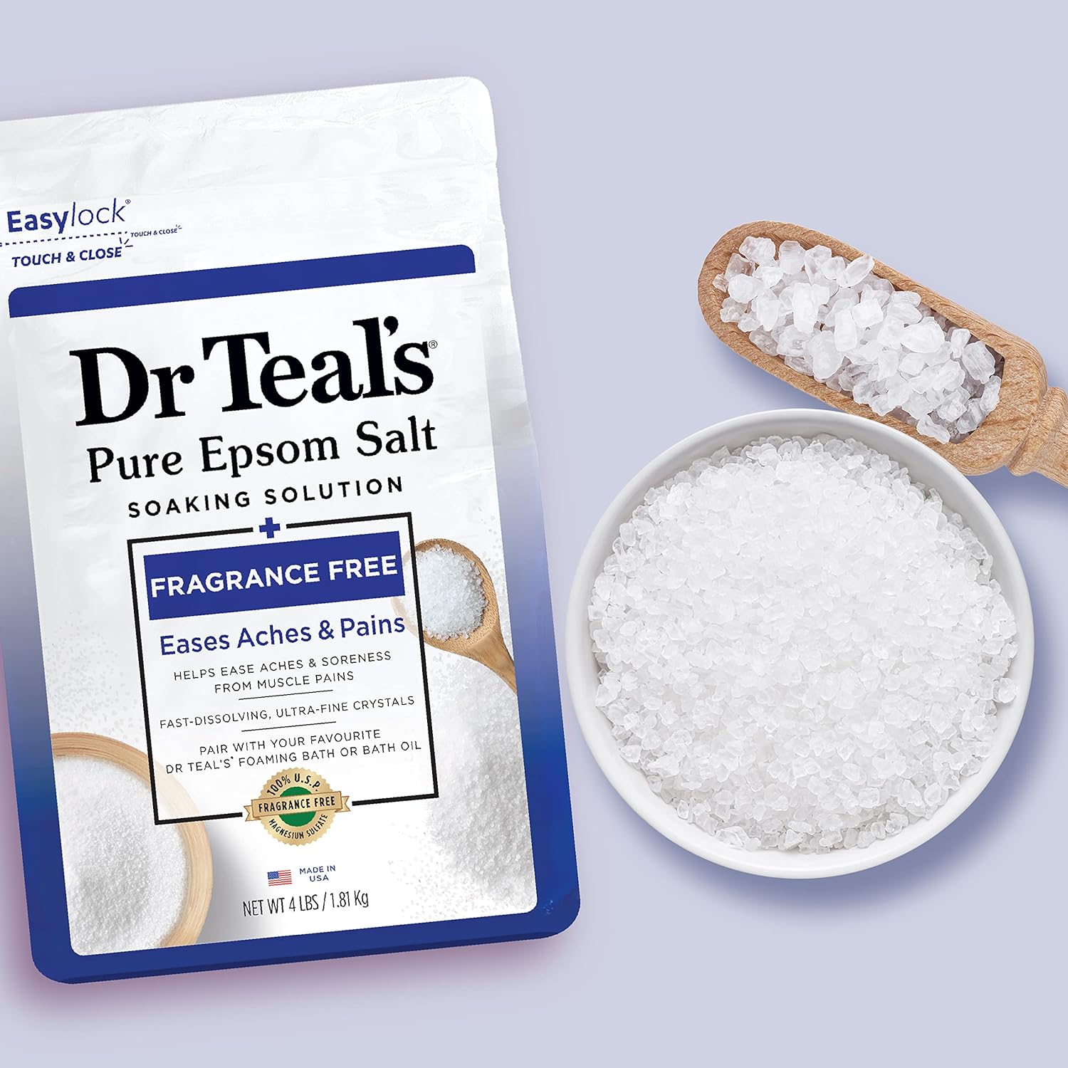 Dr Teal's Bath Soak - Eases Muscle Pain, Fragrance-Free, Paraben-Free - 4 lbs