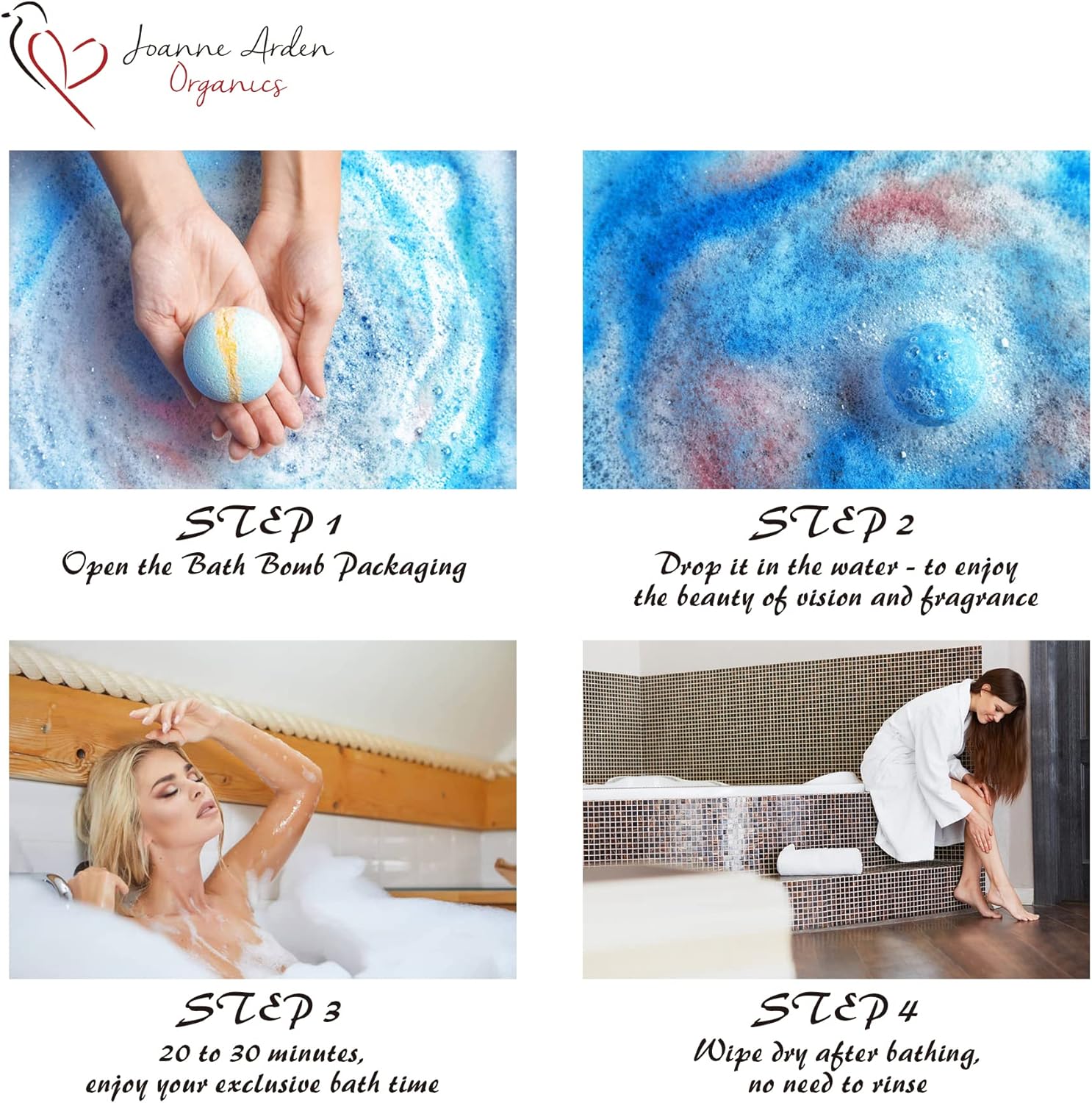 Joanne Arden Bath and Body Set - 40 Vegan Bath Bombs, Paraben & Sulfate Free, 2.5oz Each