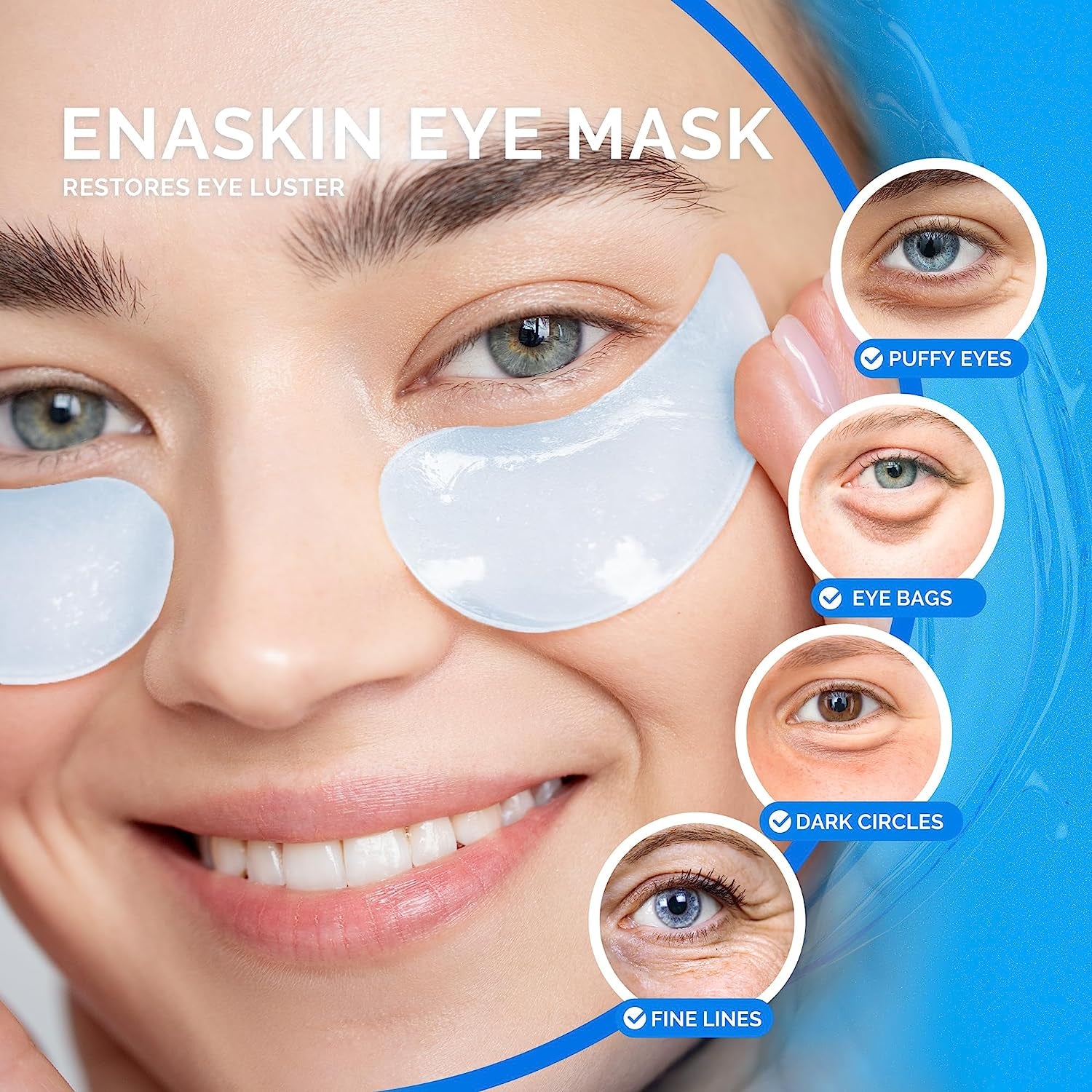under Eye Patches for Dark Circles: 30 Pairs Retinol Collagen Eye Gels Mask - Reduce Wrinkles Puffy & Bags - Skin Treatment Pads - anti Aging Moisturizer for Women (Blue)