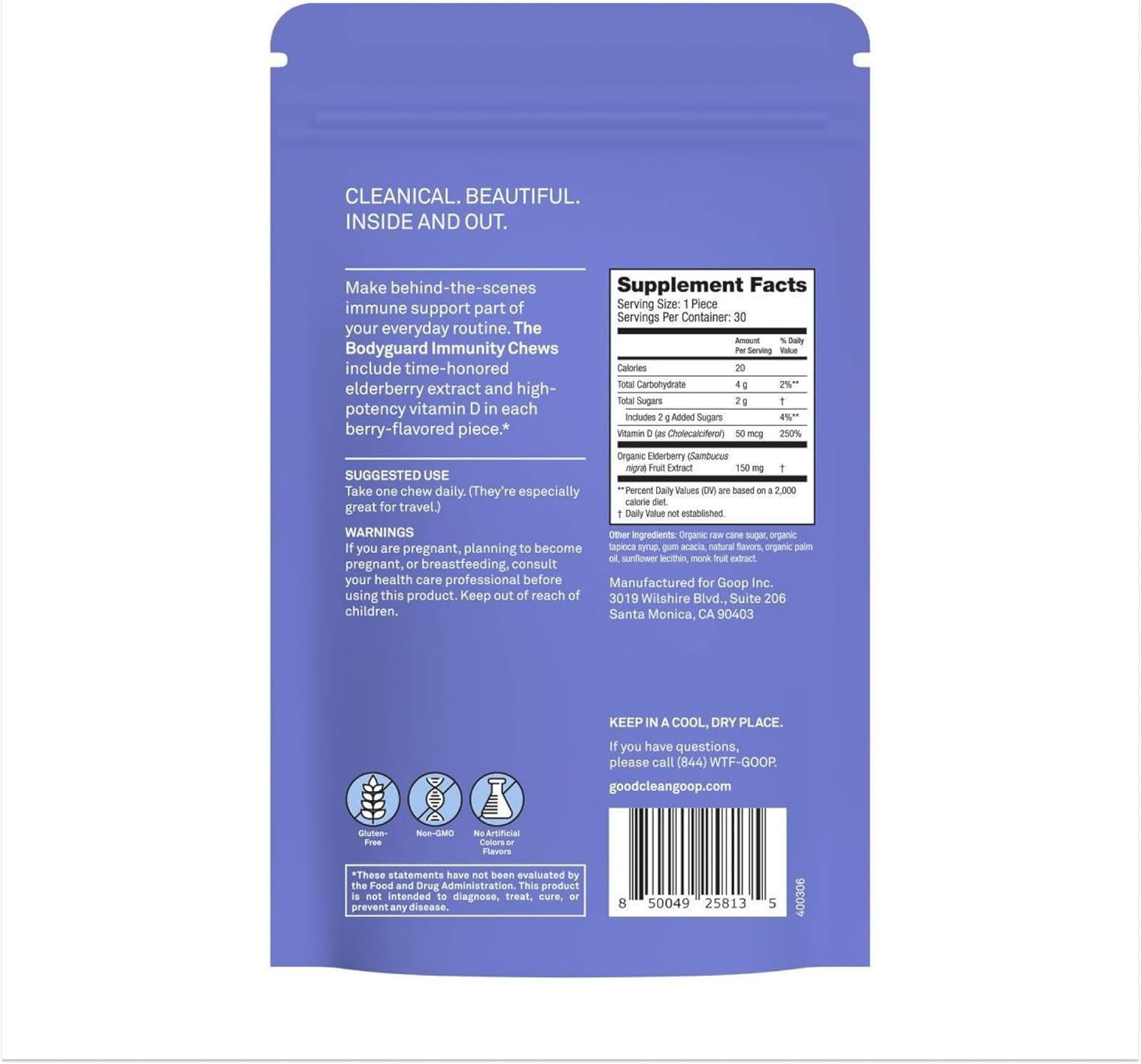 Wellness the Bodyguard Immunity Chews | Dietary Supplement for Immune Support | Elderberry Extract & Vitamin D | Berry Flavored | Immune System Booster | Pack of 30 Chews | Non-Gmo