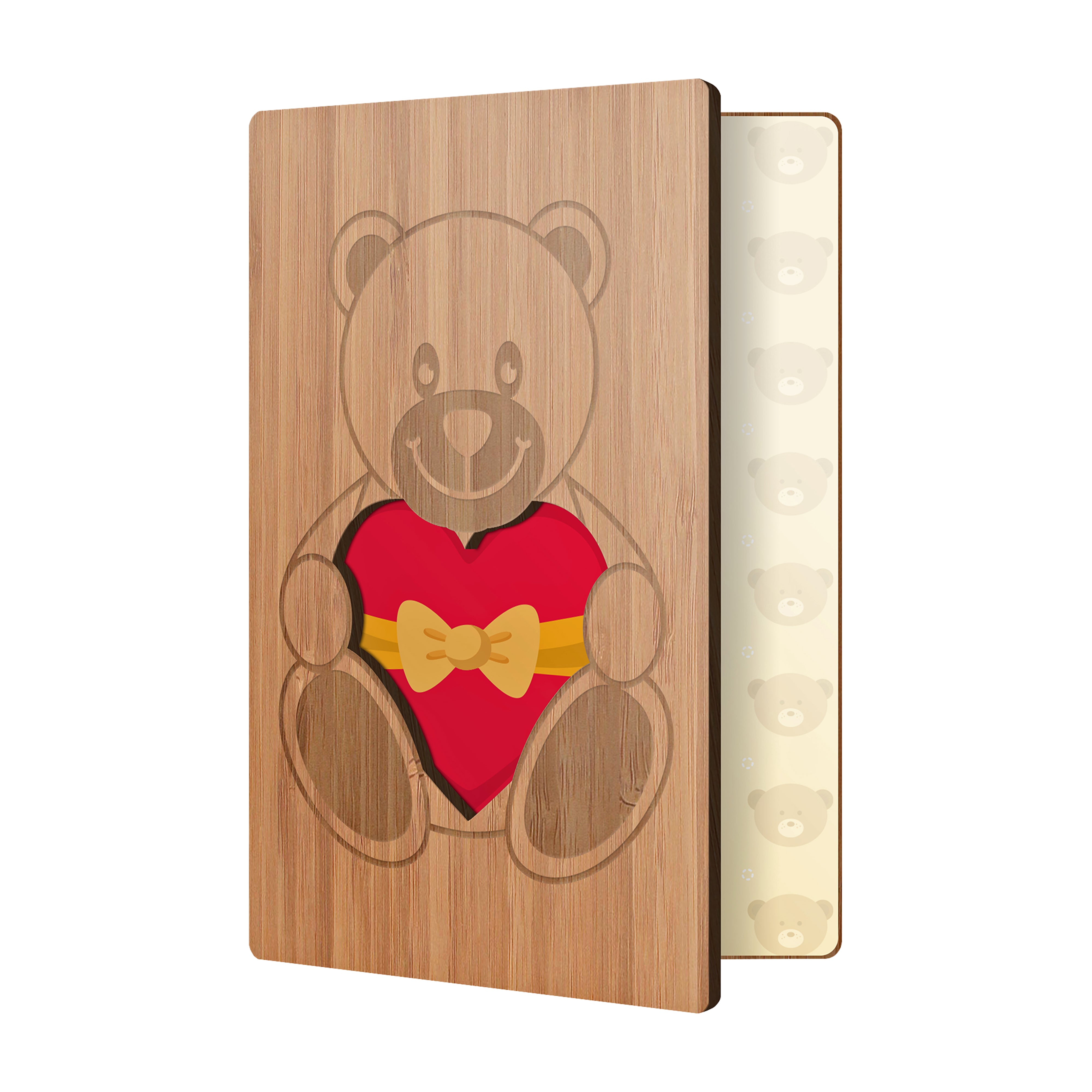 Handcrafted Bamboo Anniversary Cards | Teddy Bear