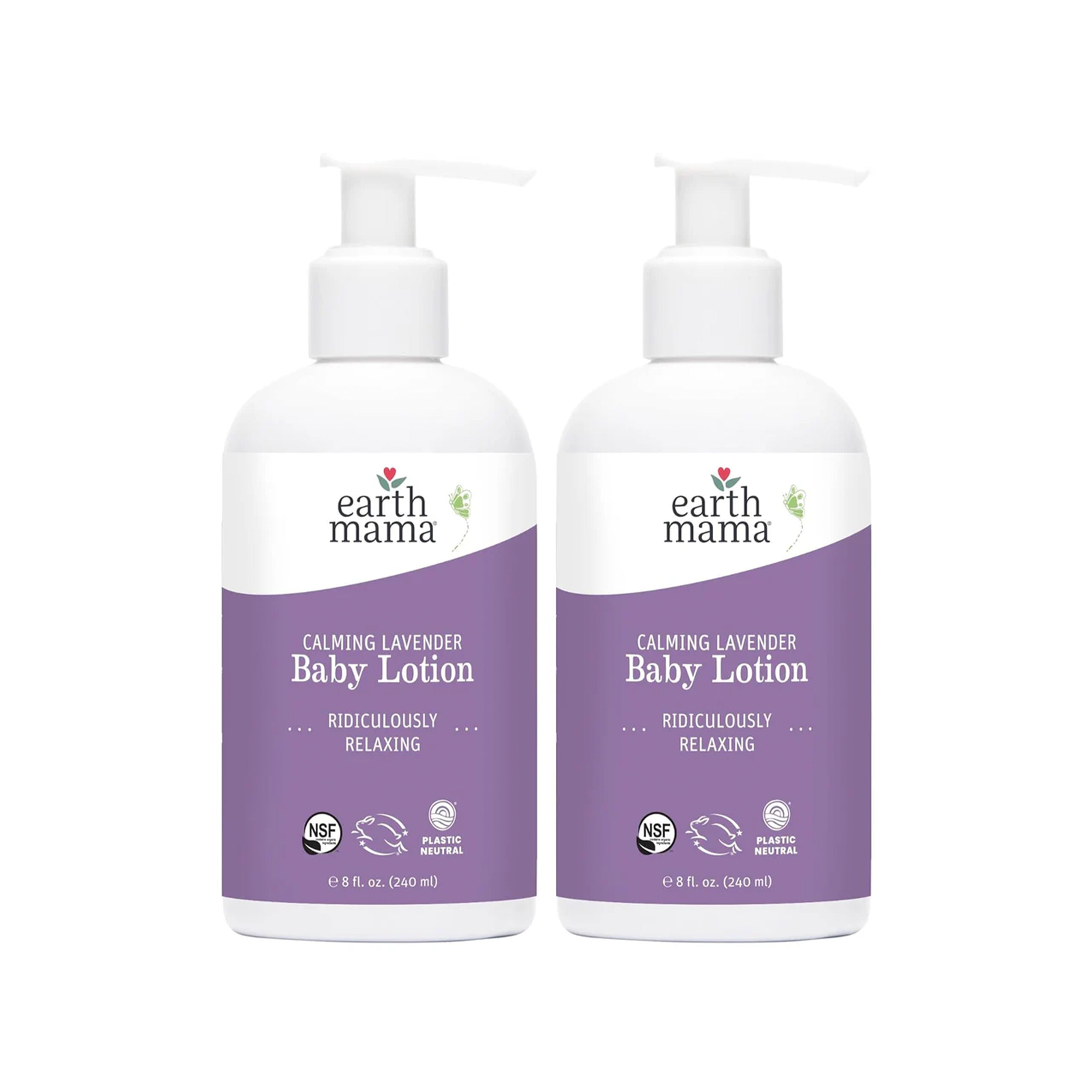 Earth Mama Calming Lavender Baby Lotion - Soothes Dry Skin, Organic Ingredients - 8 Fl Oz (2Pk)