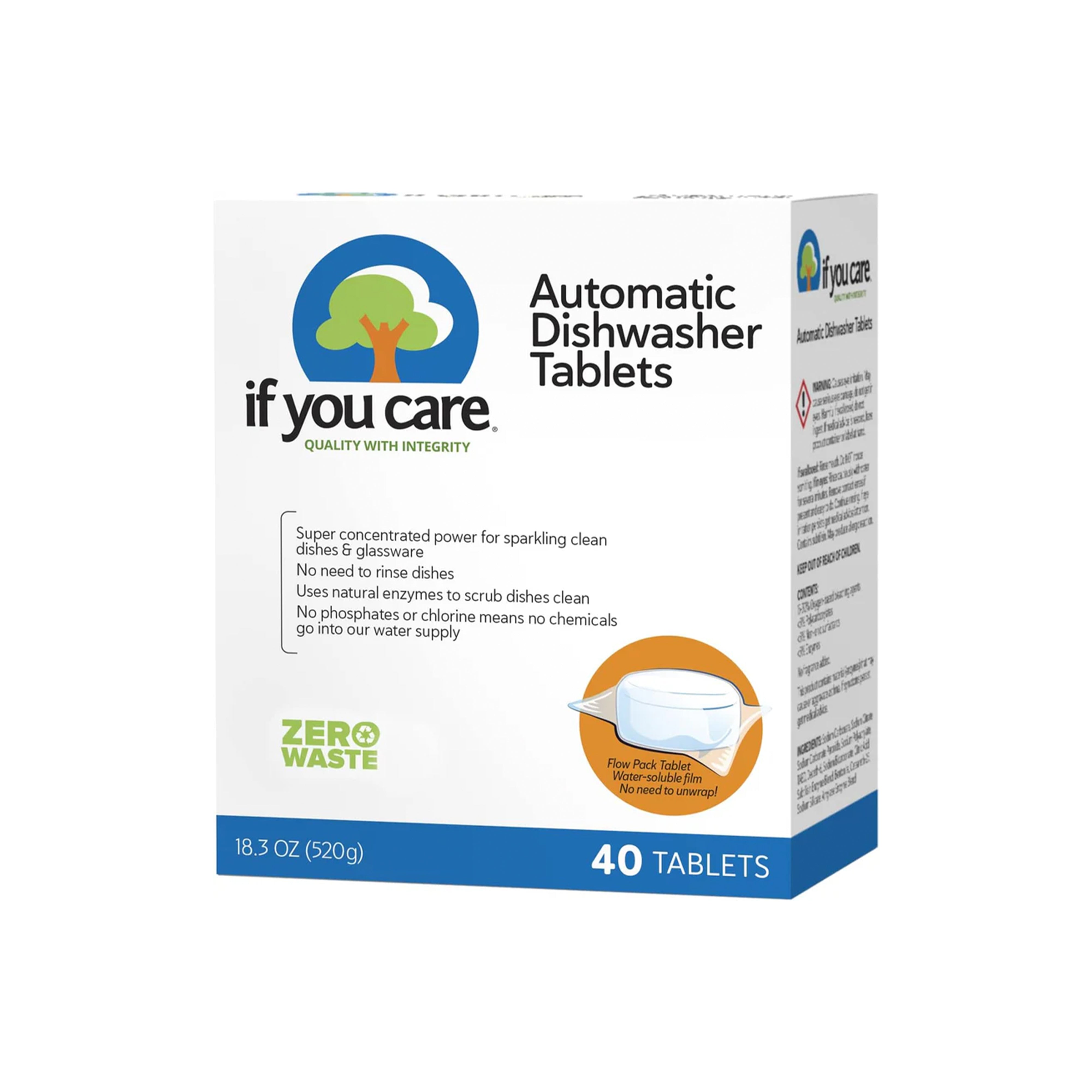 If You Care Dishwasher Tablets - Potent Plant-Based Cleaner, Non-Toxic, 40 Count