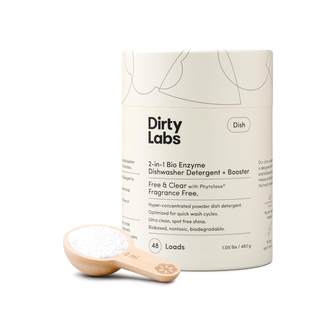 Dirty Labs Dishwasher Detergent - Ultra Clean, Spot Free Finish, Nontoxic Formula - 48 Loads