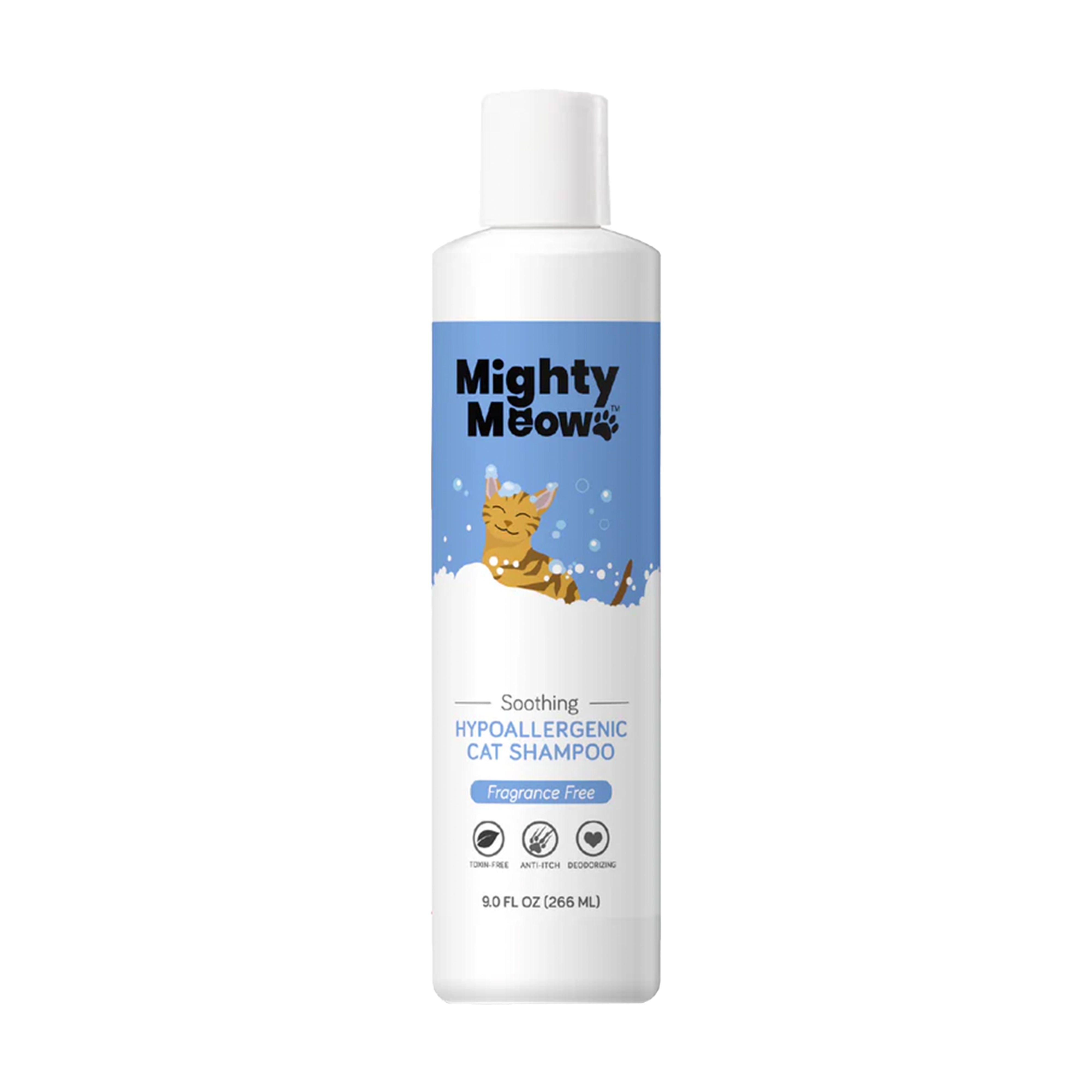 Mighty Meow Cat Shampoo - Gentle Anti-Itch & Deodorizing, Hypoallergenic Formula - 9 fl oz