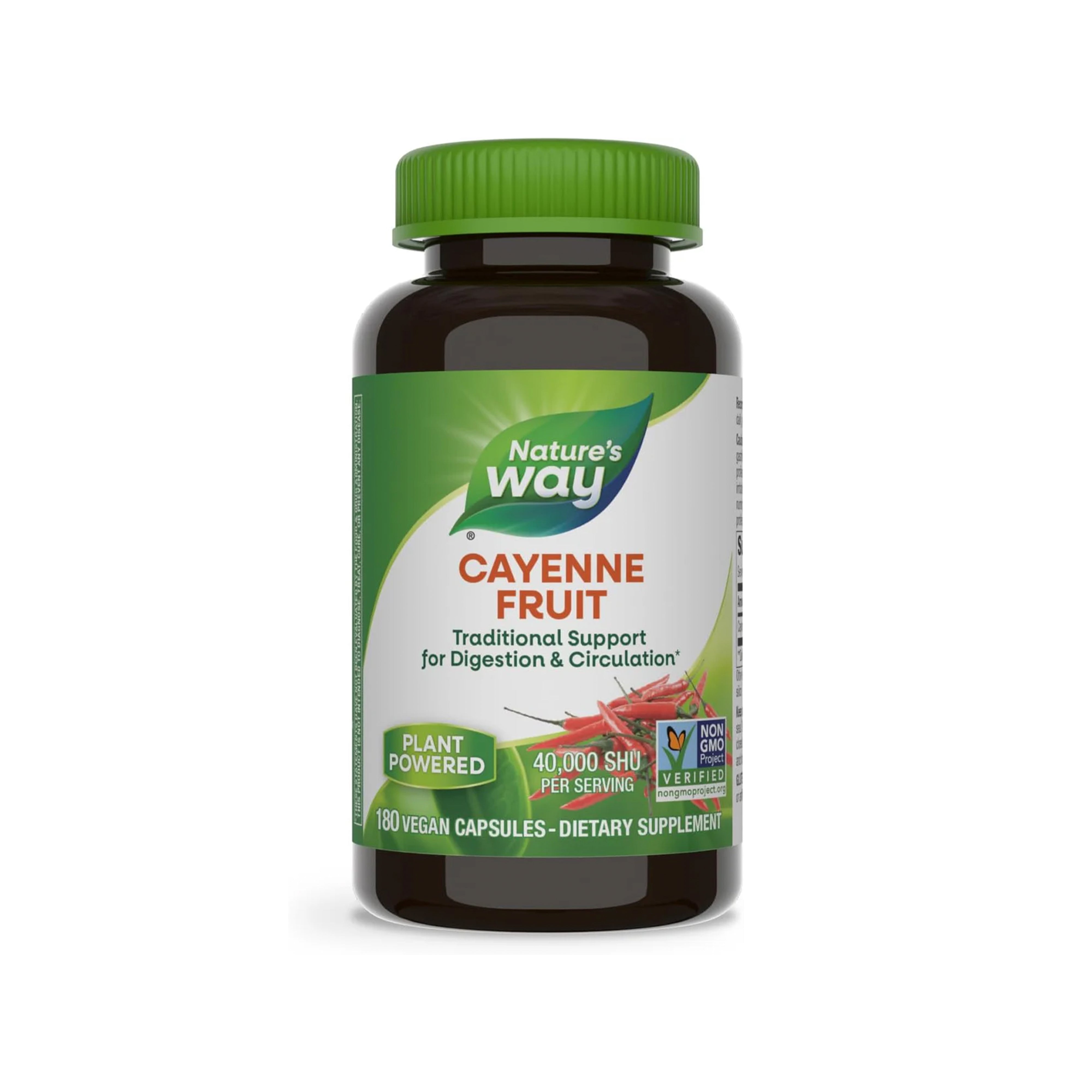 Nature's Way Cayenne Pepper - Digestive & Circulation Support, Non-GMO Verified - 180 Veg Capsules