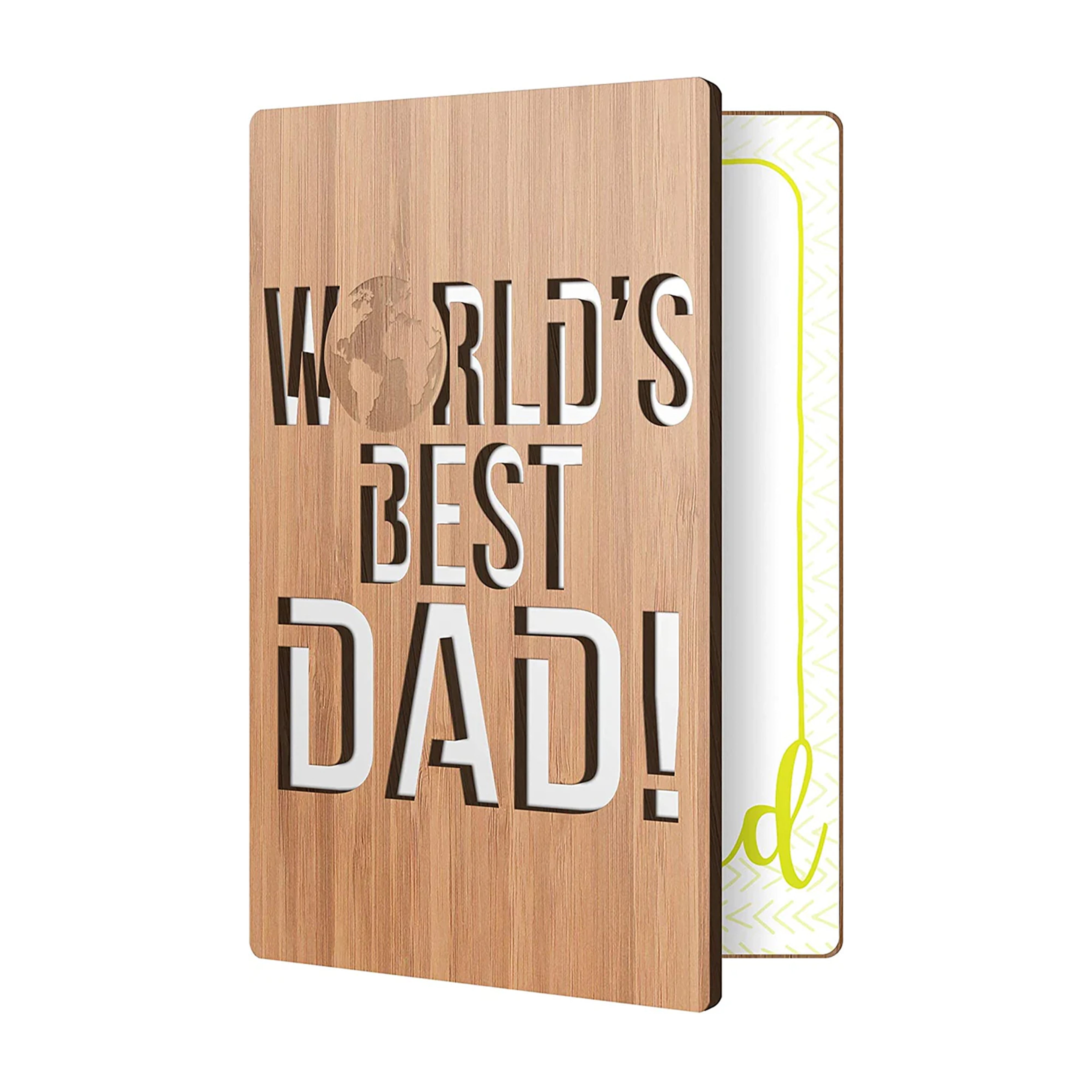 Handcrafted Sustainable Bamboo Birthday, Thank You Gift For Him | Birthday Cards for Dad, Grandpa, Brother, Husband | World's Best Dad