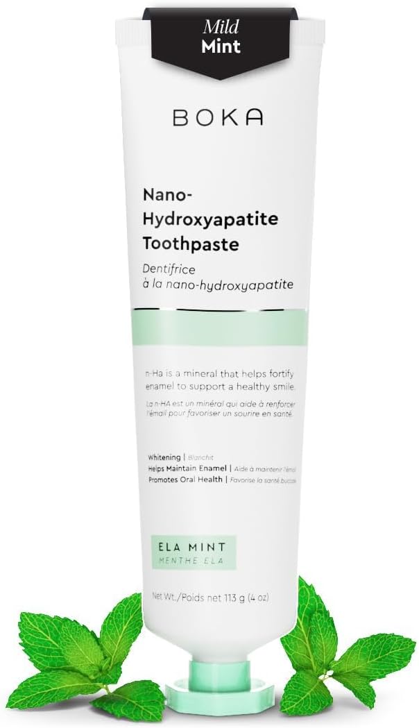 Boka Toothpaste - Remineralizes & Whitens, Nano Hydroxyapatite, Mint Flavor - 4 Fl Oz