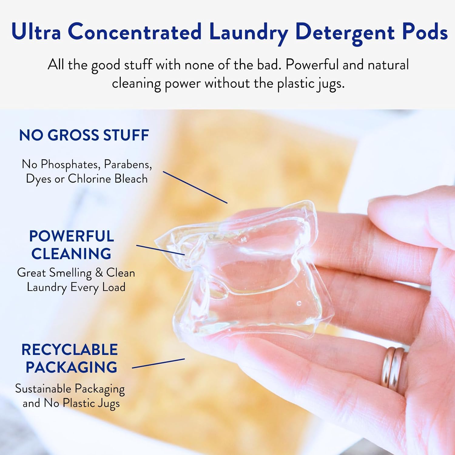 The Clean People Laundry Detergent Pods - Hypoallergenic, Plant-Based, Stain Fighting - 96 Pack