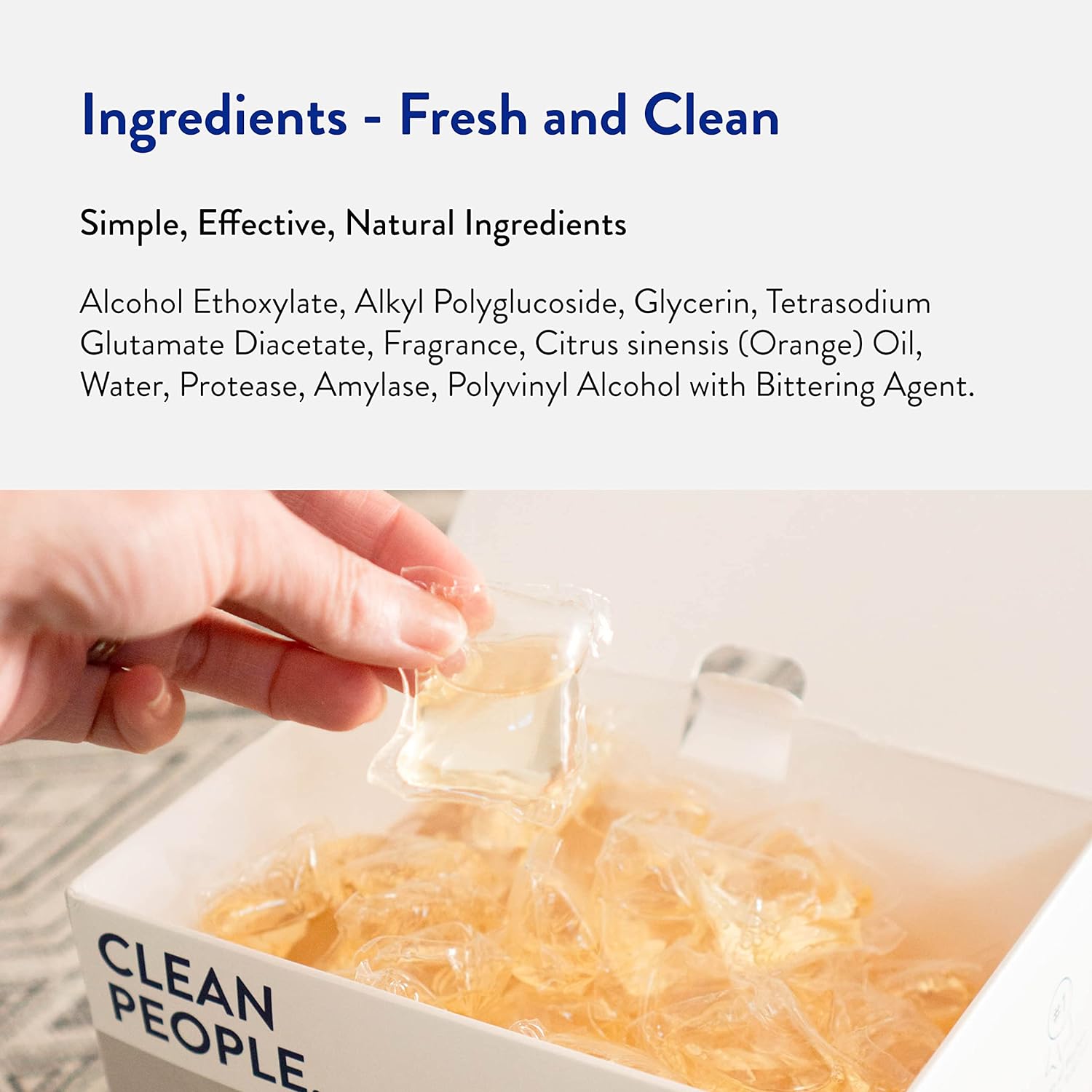 The Clean People Laundry Detergent Pods - Hypoallergenic, Plant-Based, Stain Fighting - 96 Pack