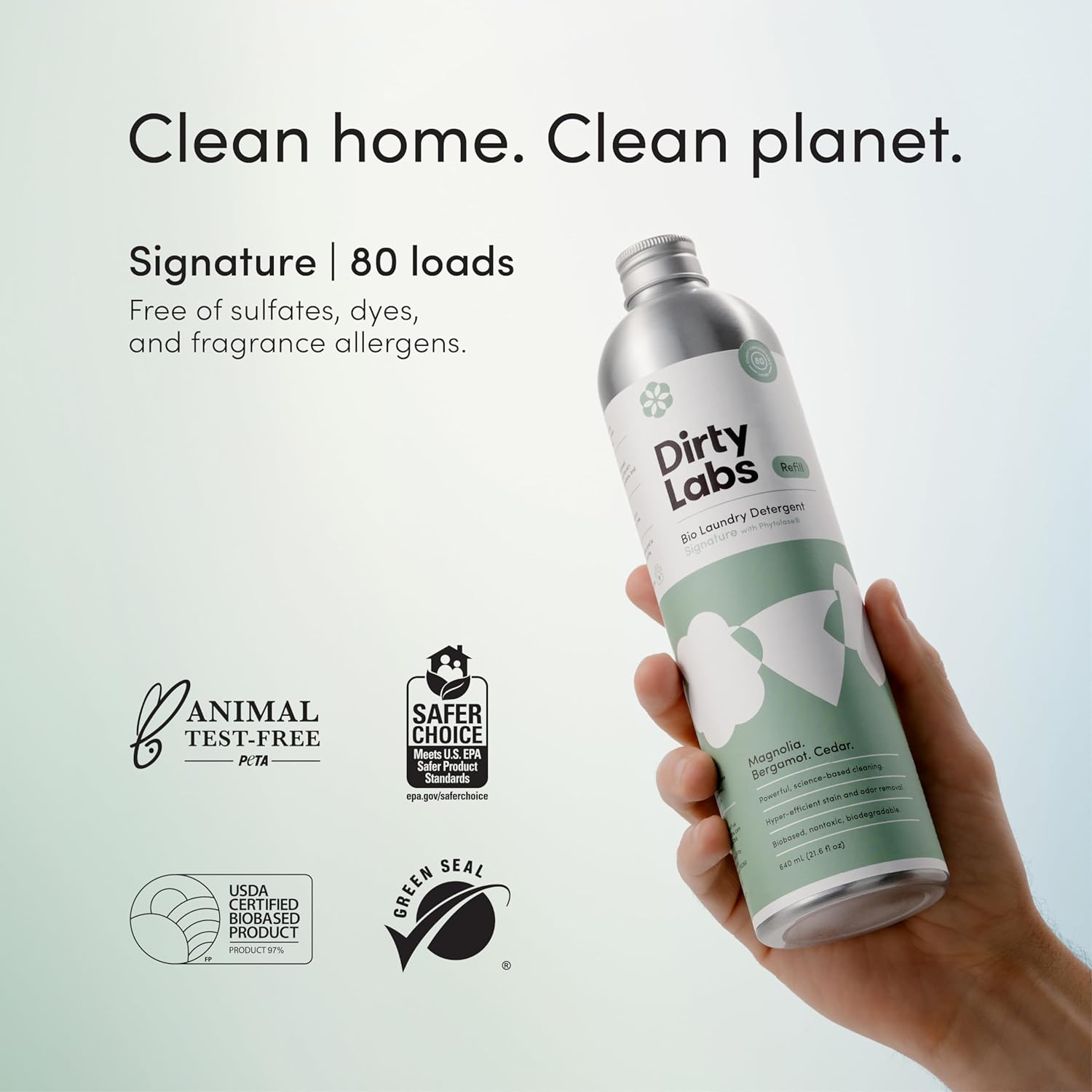 Dirty Labs Bio-Liquid Laundry Detergent - Nontoxic Stain Removal, 80 Loads, Signature Scent