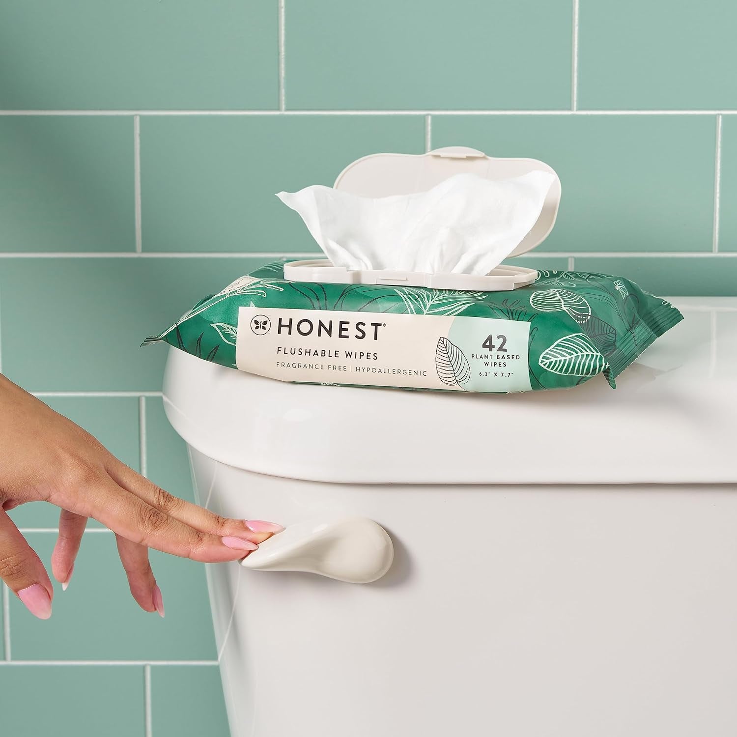Plant-Based Flushable Wipes | 99% Water, Hypoallergenic, EWG Verified, Safe to Flush | Fragrance Free, 126 Count