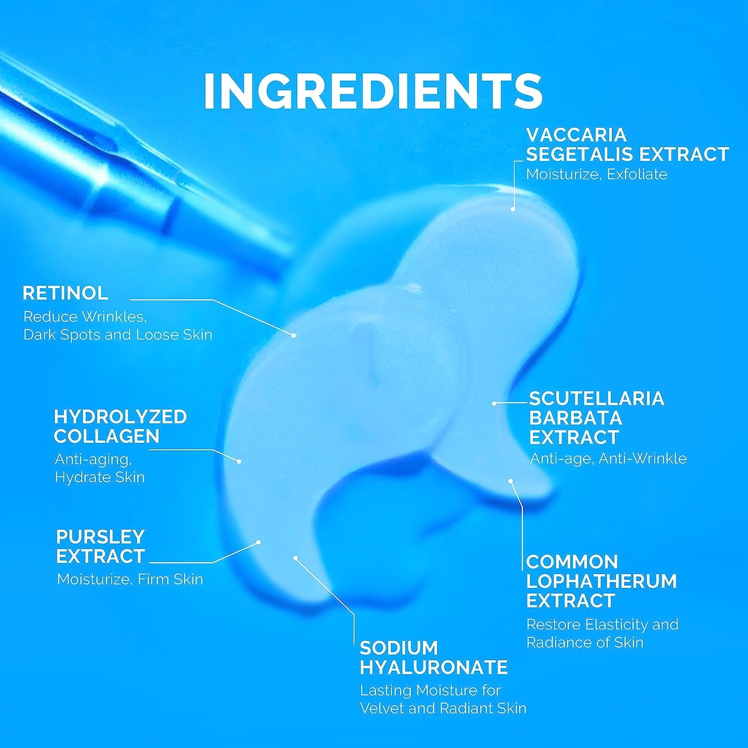 under Eye Patches for Dark Circles: 30 Pairs Retinol Collagen Eye Gels Mask - Reduce Wrinkles Puffy & Bags - Skin Treatment Pads - anti Aging Moisturizer for Women (Blue)