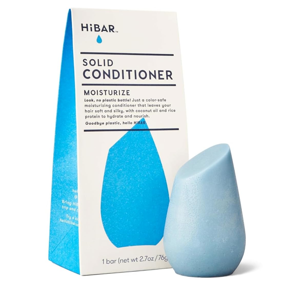 HiBAR Moisturize Conditioner Bar - Deeply Nourishing with Coconut Oil & Cocoa Butter - 1 Solid Bar