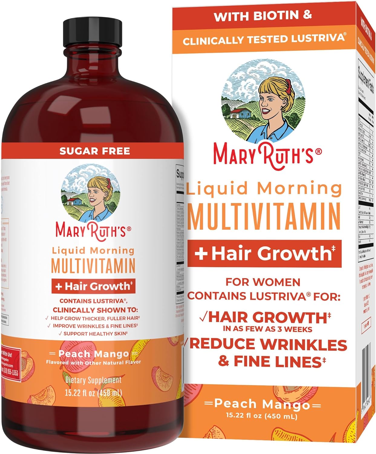 MaryRuth's Liquid Multivitamin - Supports Hair Growth & Skin Health, 10000mcg Biotin - 15 Fl Oz