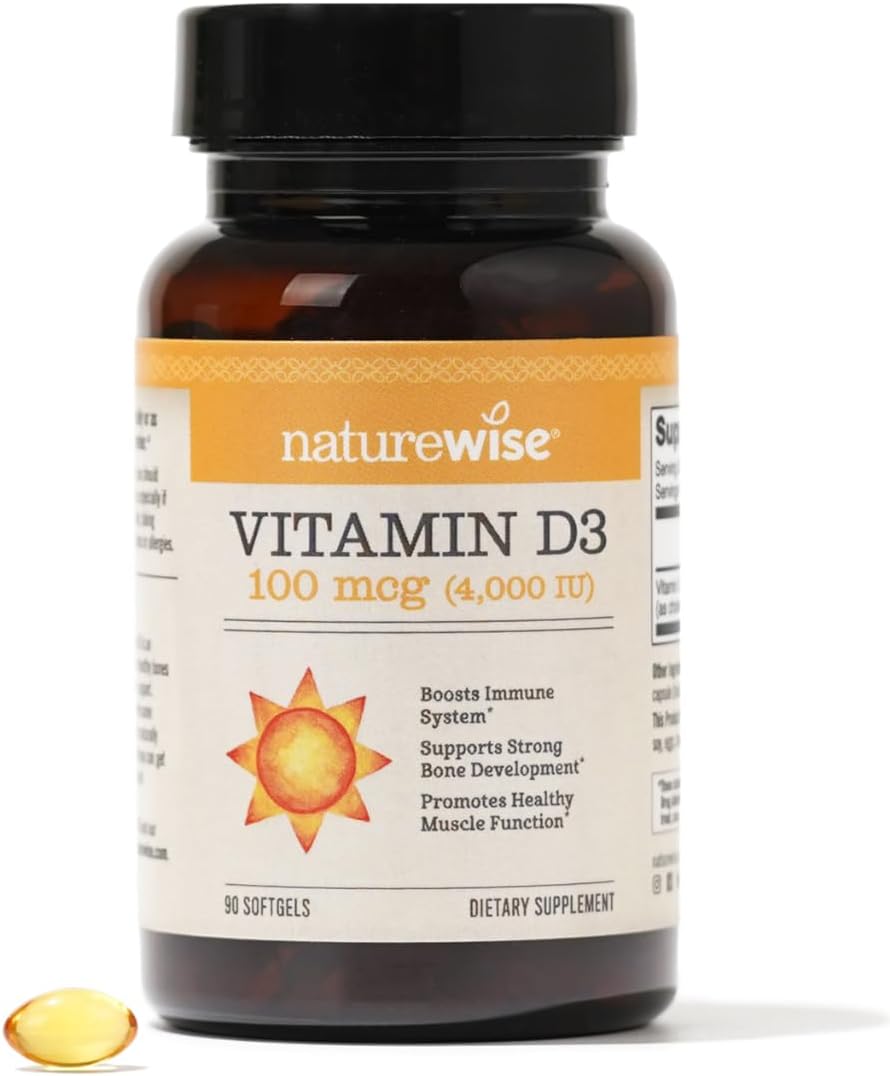 NatureWise Vitamin D3 4000iu - Supports Muscle Function & Immune Health, Non-GMO - 90 Mini Softgels