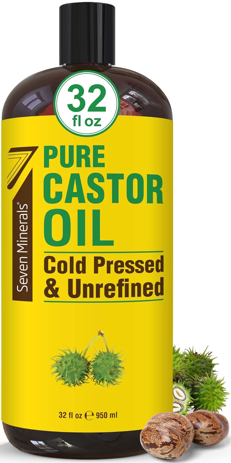 Pure Cold Pressed Castor Oil - Promotes Hair Growth & Thicker Lashes, 32oz Hexane Free