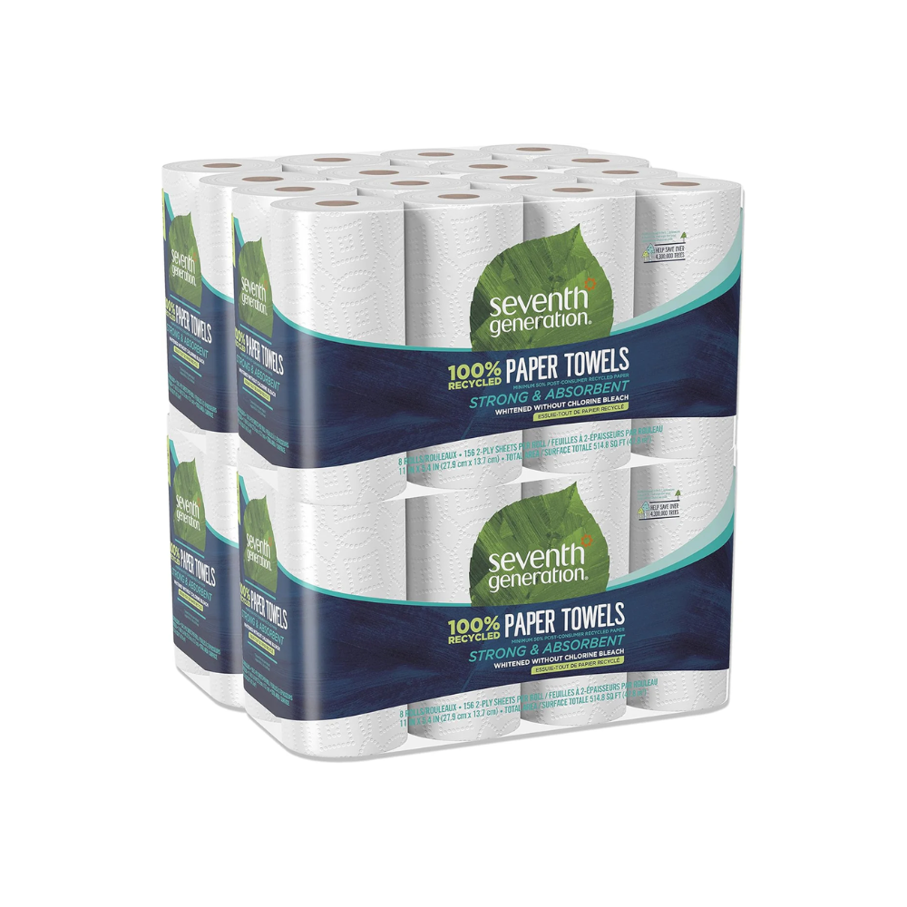 Seventh Generation Paper Towels - 100% Recycled, Chlorine-Free, Strong & Absorbent - 32 Rolls