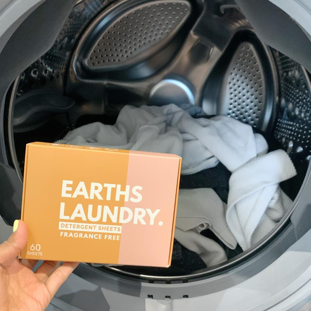 Earths Laundry Detergent Sheets - Powerful Clean, Hypoallergenic, Biodegradable - 60 Sheets