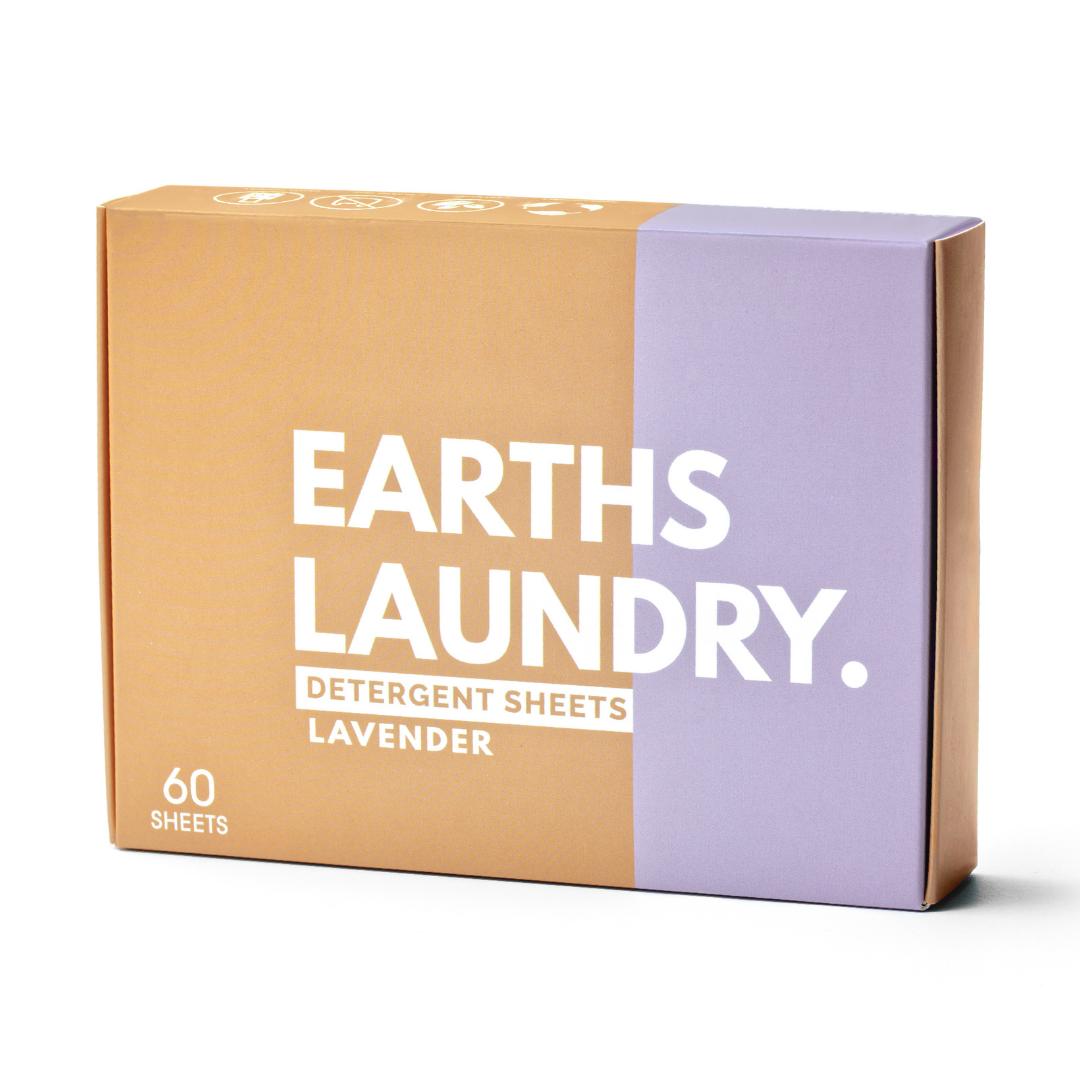 Earths Laundry Detergent Sheets - Powerful Clean, Hypoallergenic, Biodegradable - 60 Sheets