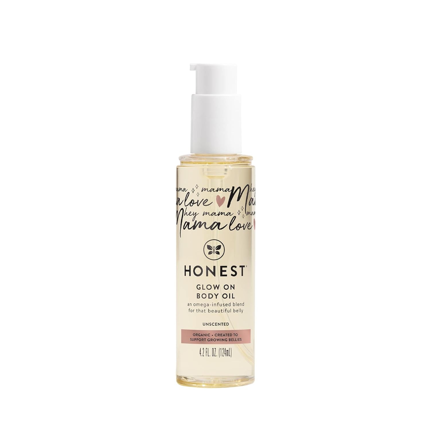 Honest Mama Glow on Body + Belly Oil | Organic, Plant-Based, Hypoallergenic, Omega-Infused | 4.2 Fl Oz