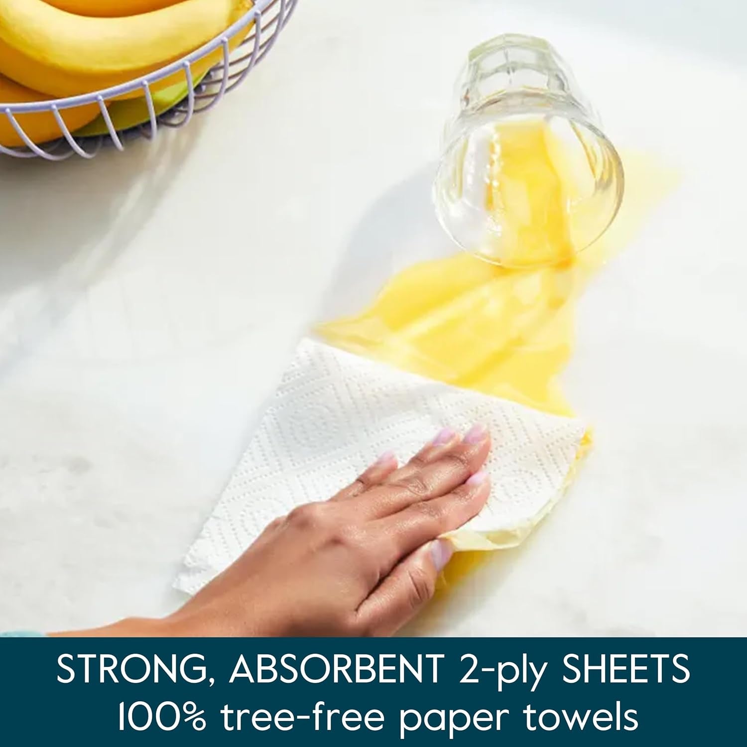 Bamboo Paper Towels, Tree Free & Sustainable Kitchen Paper Towels, Strong & Absorbent with Custom Select Sheets for Less Waste, Zero Plastic Waste. 140 X 2-Ply Sheets per Roll, 6 Pack Rolls