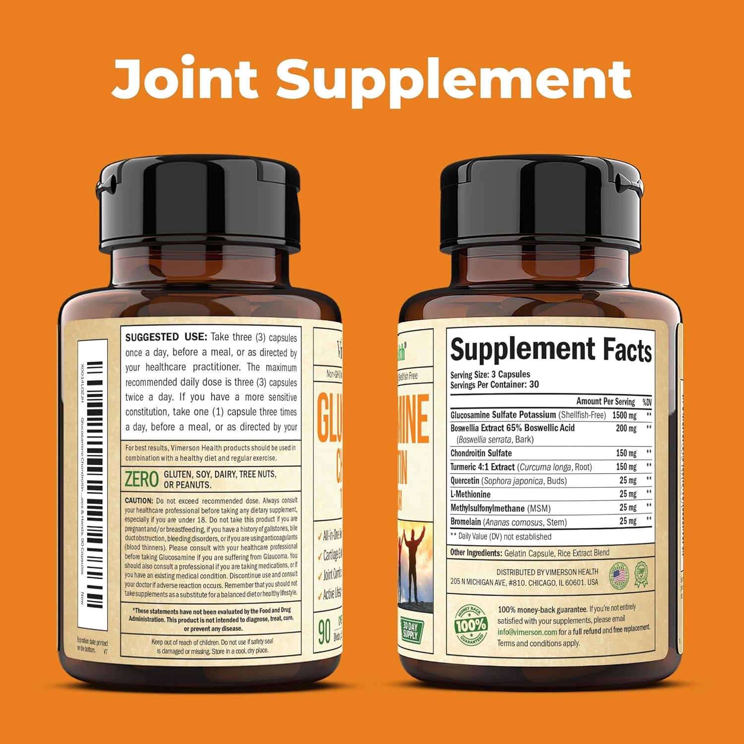 Glucosamine Chondroitin MSM Turmeric Boswellia - Joint Support Supplement. Antioxidant Properties. Helps with Inflammatory Response. Occasional Discomfort Relief for Back, Knees & Hands. 2 Pack