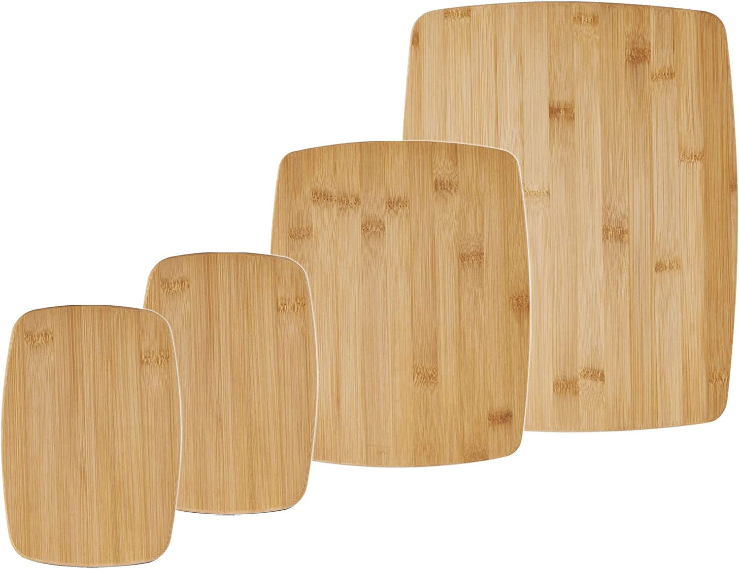 4-Piece Reversible Bamboo Cutting and Charcuterie Board Set, Assorted Size