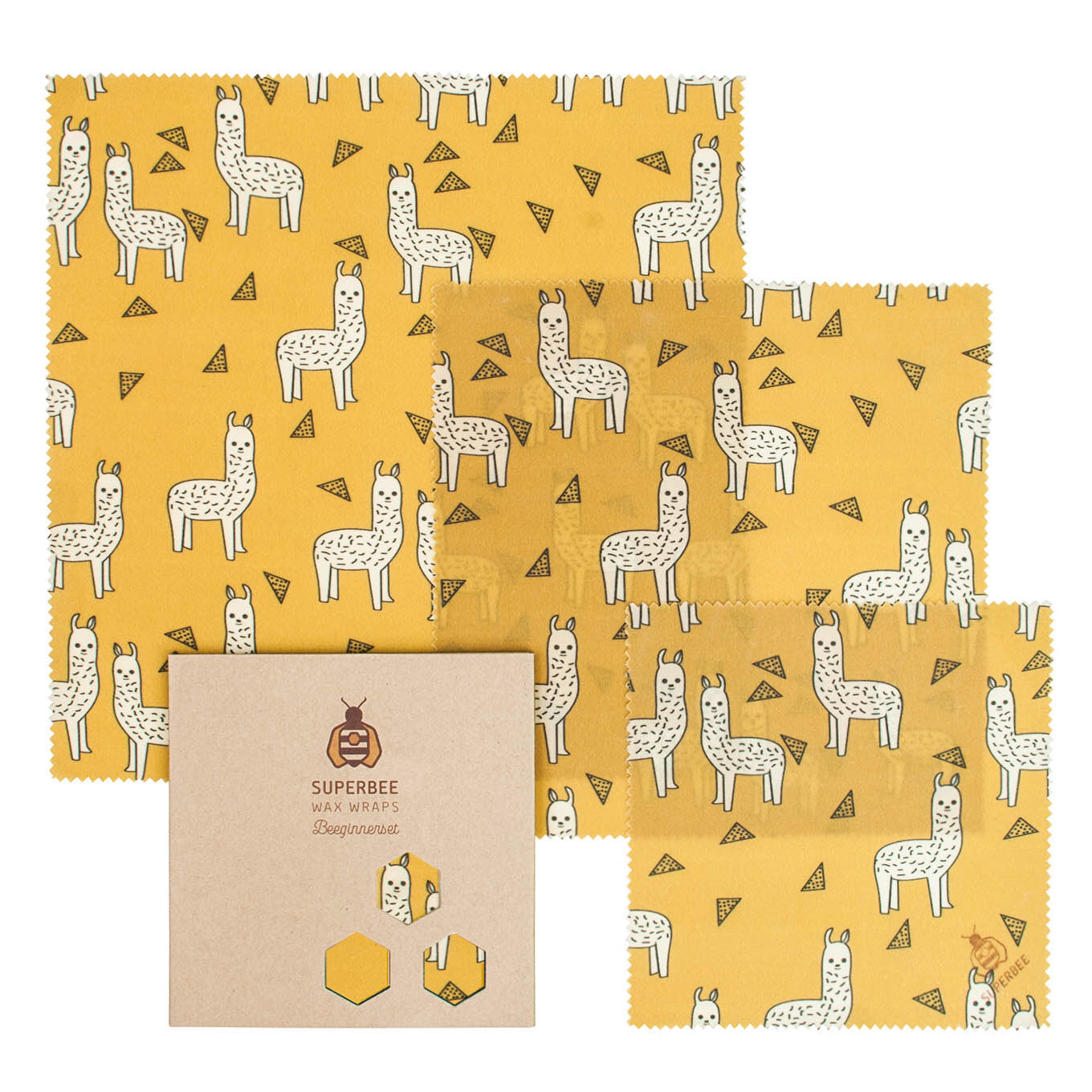 Beeswax Wraps “Beeginner” Set of 3 Sizes - Alpacas