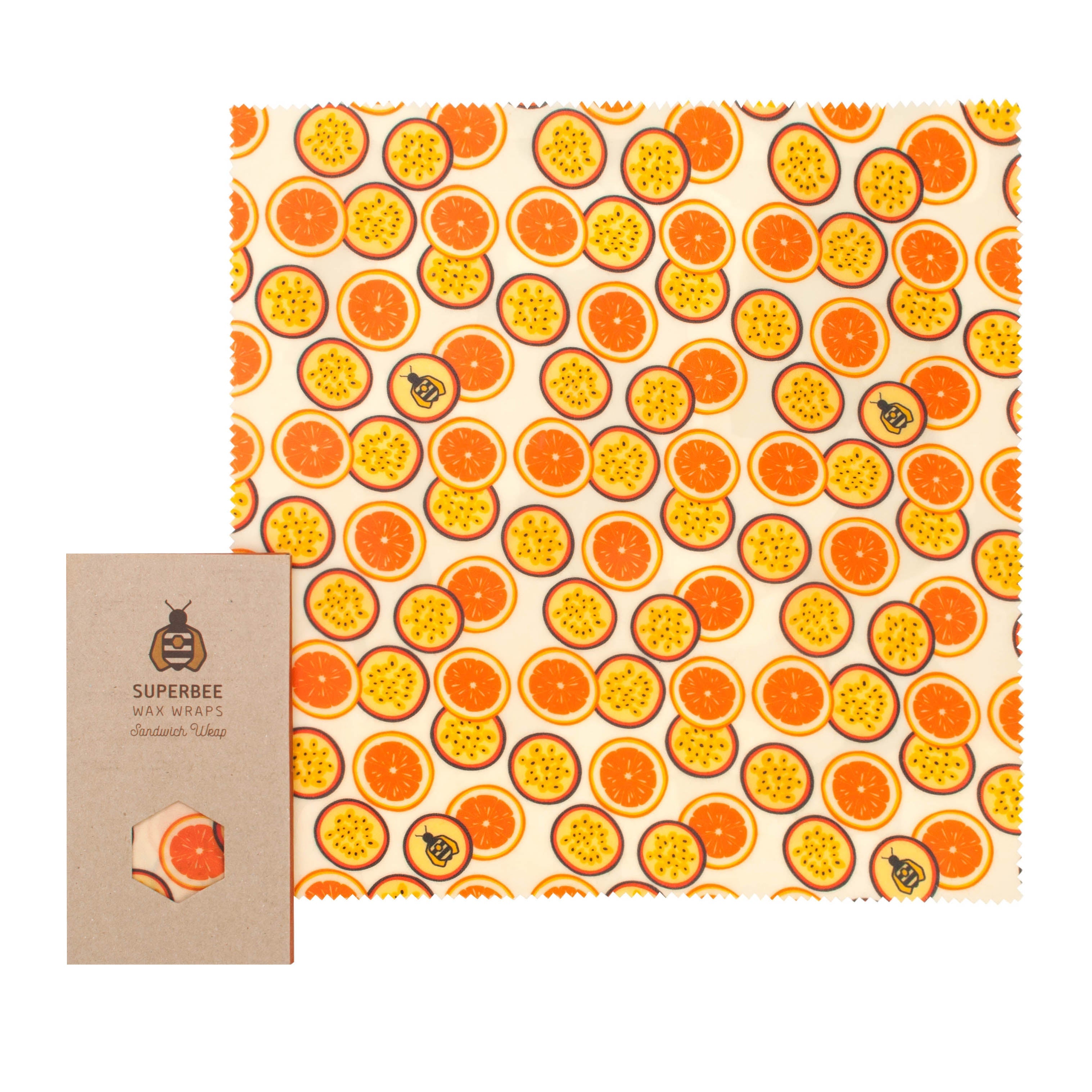 Beeswax Wraps “Sandwich wrap” 13" x 13" - Passion Som