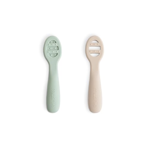 mushie Silicone Baby Spoons - Gentle for Gums, BPA Free, Perfect for Self-Feeding - 2 Pack