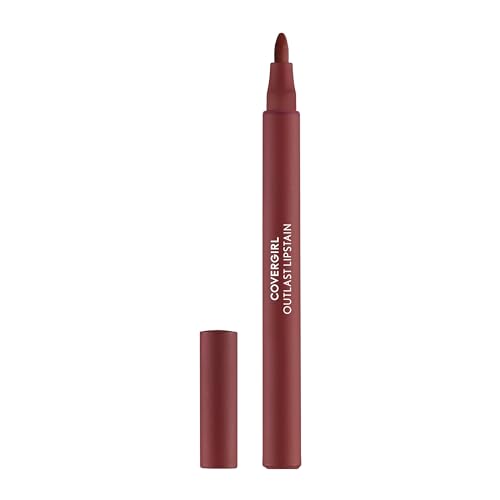 COVERGIRL Outlast Lip Stain - Kiss-Proof, Weightless Color, Vegan Formula - 0.06oz, 45 Brazen Raisin