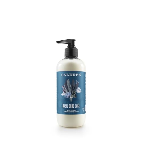 Caldrea Hand Lotion - Hydrates Dry Hands, Shea Butter & Aloe Vera, Basil Blue Sage Scent - 10.8oz