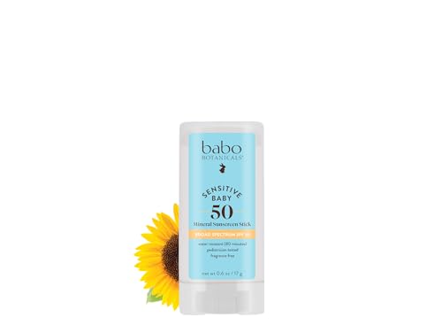 Babo Botanicals Mineral Sunscreen Stick SPF 50 - 70% Organic, Zinc Oxide, EWG Certified - 3oz