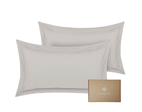 Bioweaves Organic Cotton Pillow Shams - Soft 300 Thread Count, GOTS Certified, Light Grey - Set of 2