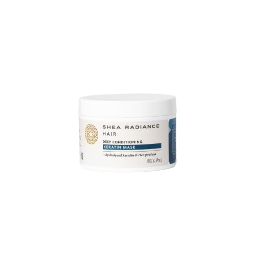 Shea Radiance Keratin Hair Mask - Rebuild & Strengthen, Chemical-Free, 8oz