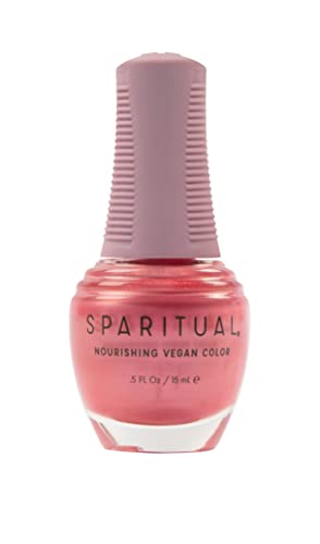 SpaRitual Vegan Nail Polish - Coral Pink Shimmer, Longwear & Nourishing Formula - 0.5 fl oz