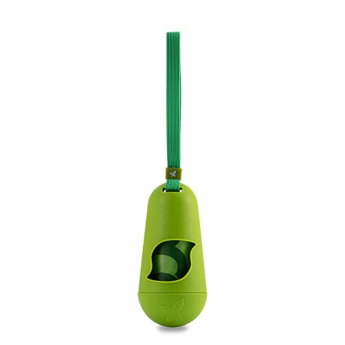 Beco Dog Poop Bag Dispenser - Durable Bamboo, Adjustable Strap, Includes 15 Leak-Proof Bags